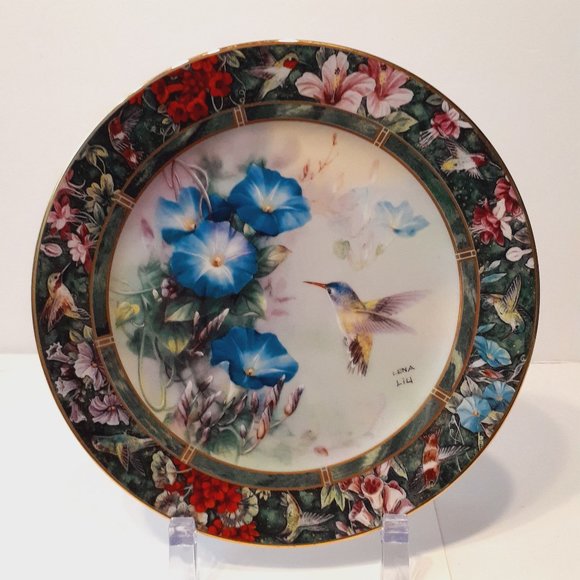 W L George Fine China "The Violet~ Crowned Hummingbird" Plate by Lena Liu 8" - Picture 5 of 10